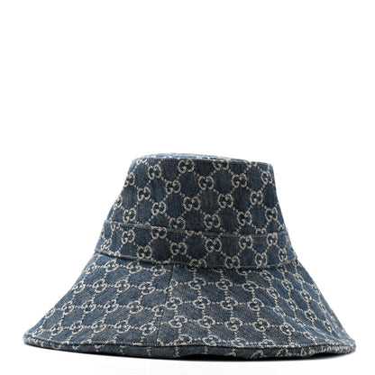 Gucci Denim GG Monogram Brim Hat M Blue Ivory 5 of 9