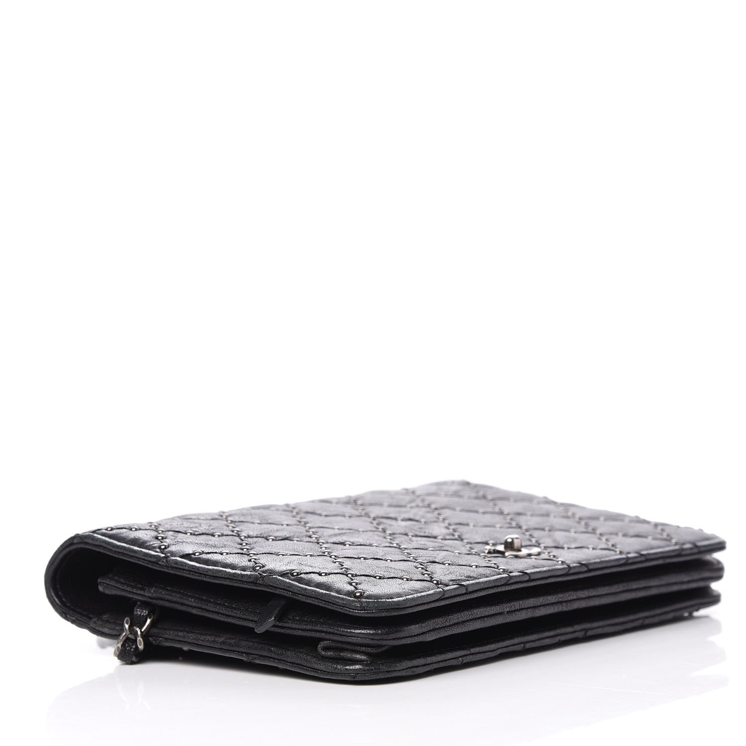 Chanel Crumpled Lambskin Studded Paris Dallas Wallet On Chain WOC Black 4 of 11