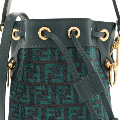 Fendi Chenille Vitello F is Fendi Micro FF Mini Mon Tresor Bucket Bag Verde Inglese 8 of 11