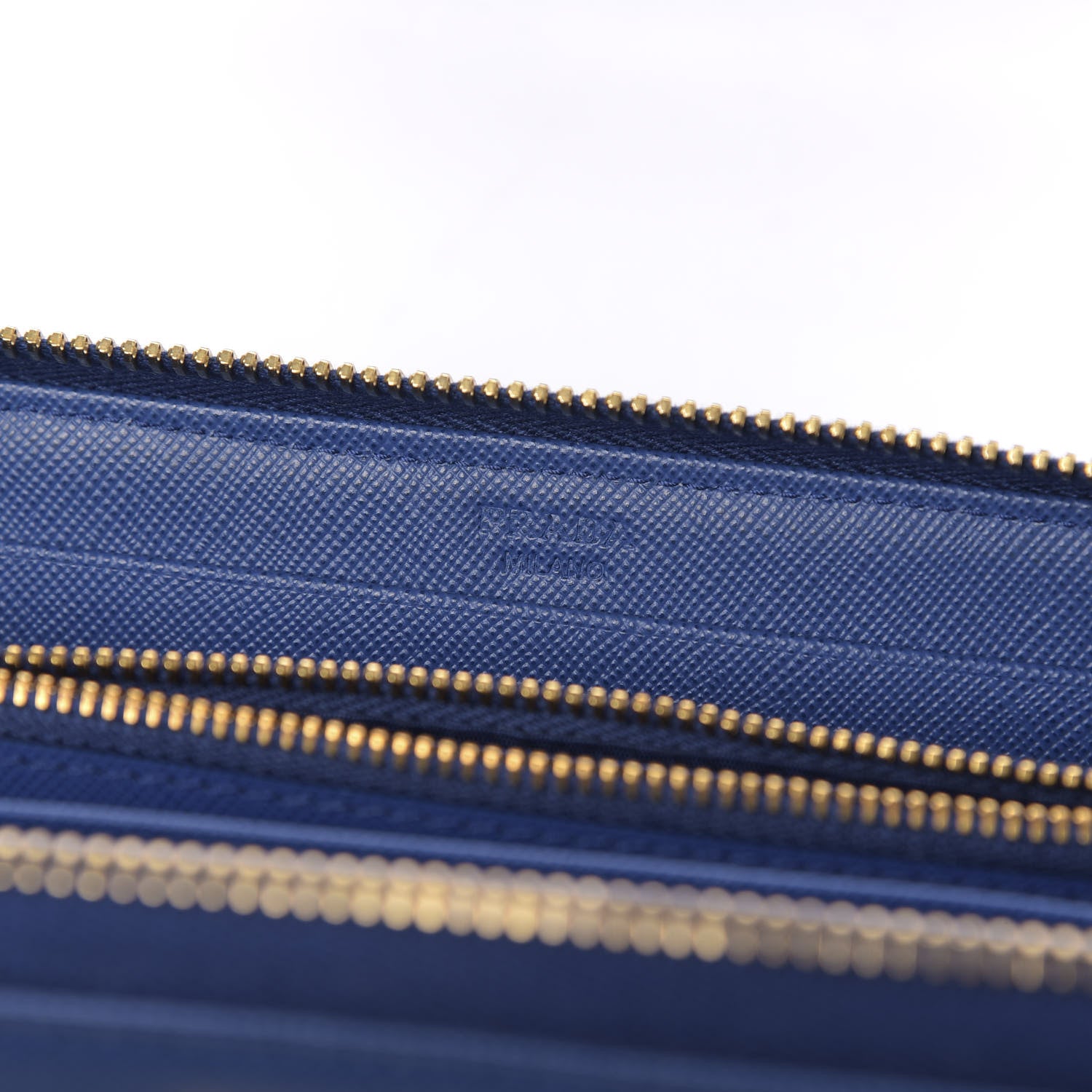 Prada Saffiano Stripe Zip Around Wallet Azzurro Bluette 6 of 10