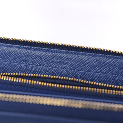 Prada Saffiano Stripe Zip Around Wallet Azzurro Bluette 6 of 10