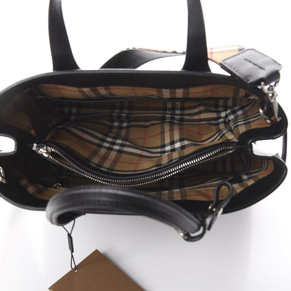 Burberry Derby Calfskin House Check Medium Banner Tote Black 4 of 9