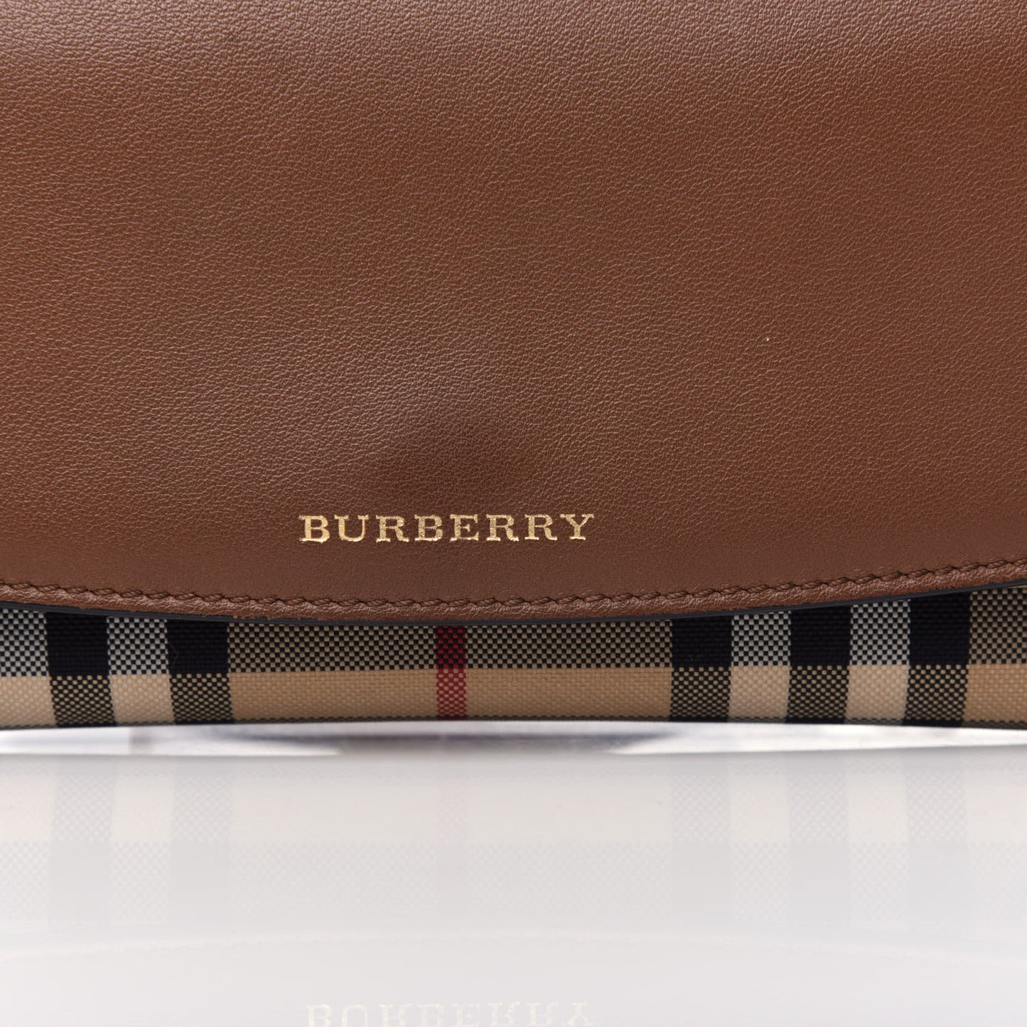 Derby Calfskin House Check Henley Wallet On Chain Tan