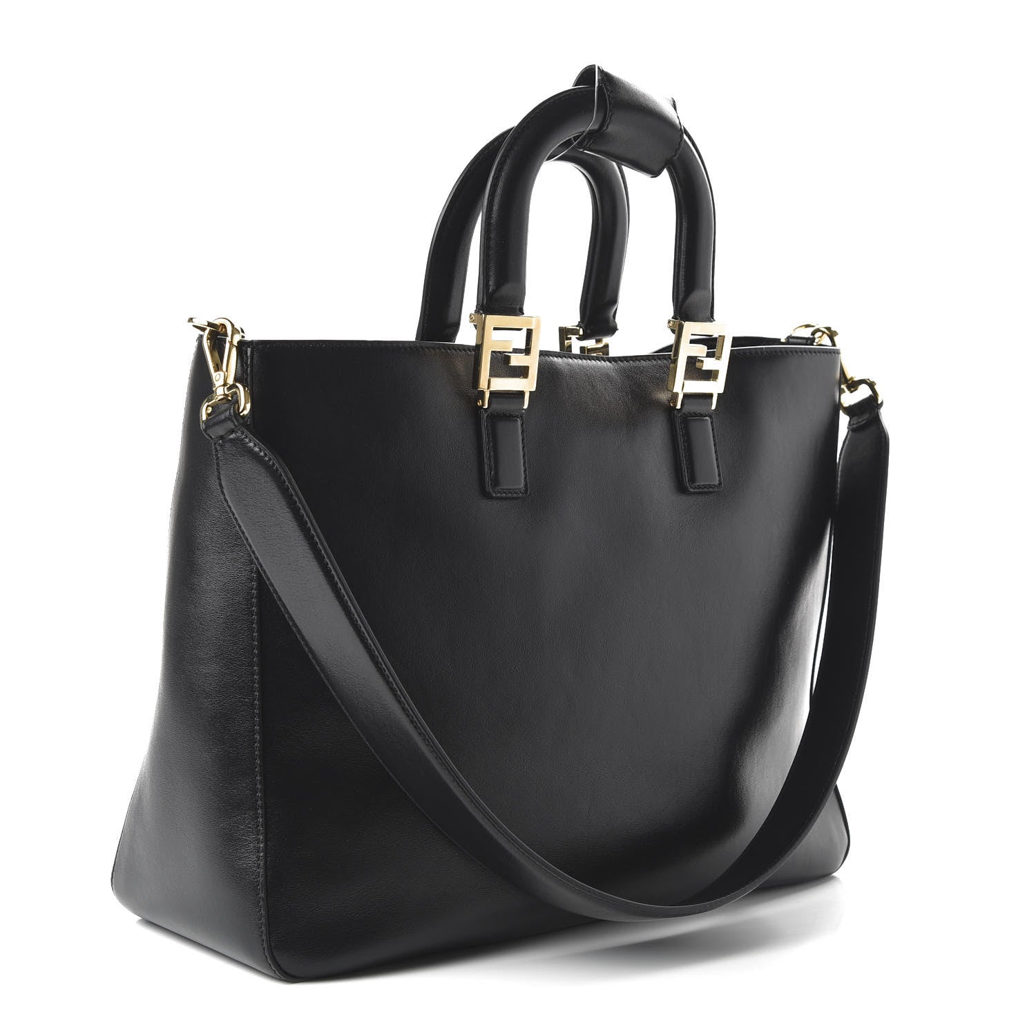 Fendi Vitello Glacier Medium FF Tote Black 4 of 10