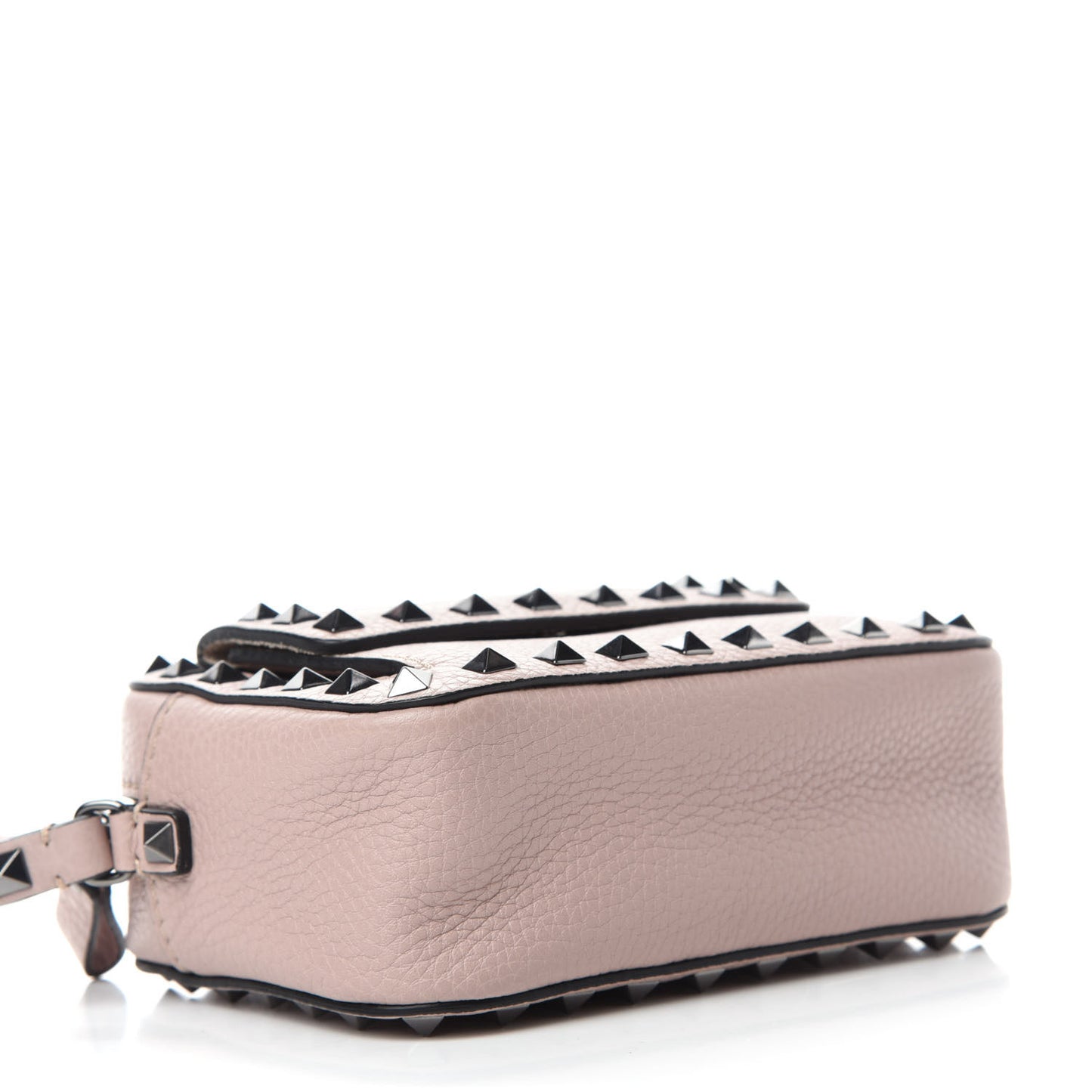 Grained Calfskin Small Rockstud Flap Pocket Camera Crossbody Bag Poudre