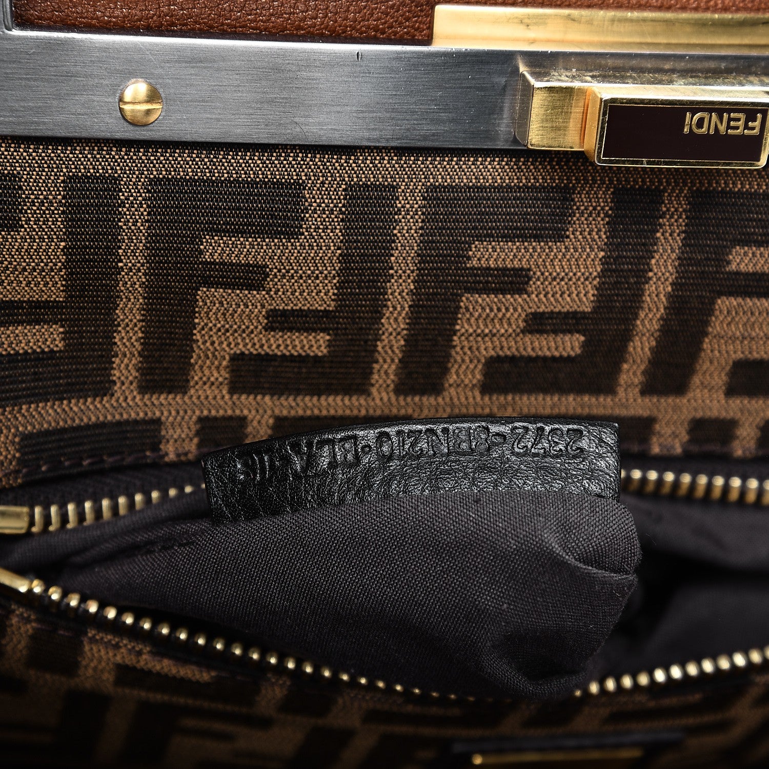 Fendi Goatskin Zucca Large Peekaboo Iconic Satchel Cuoio Tobacco Moro 8 of 16