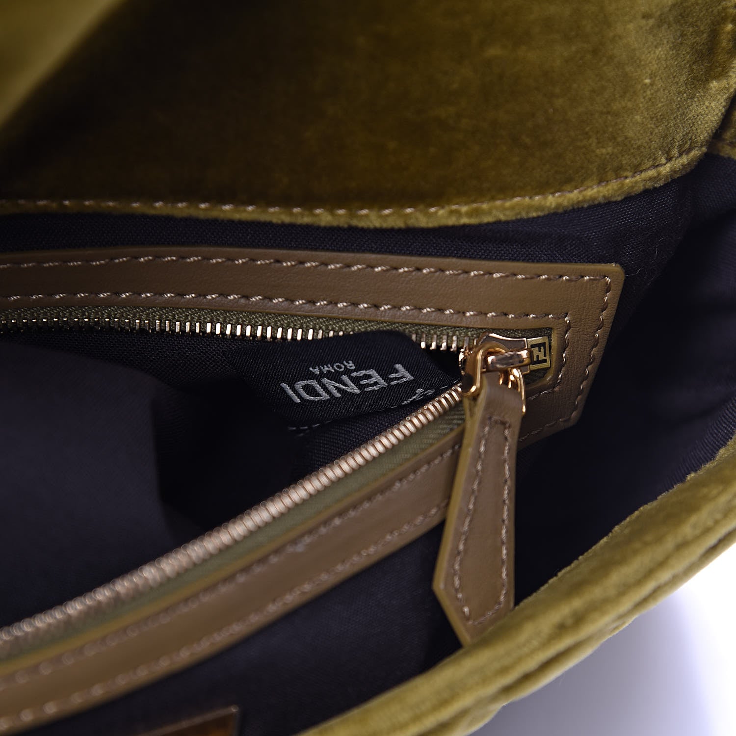 Fendi Velvet FF Embossed Baguette Camaleonte 8 of 18