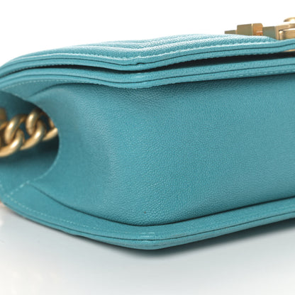 Chanel Caviar Quilted Small Boy Flap Turquoise 9 of 11