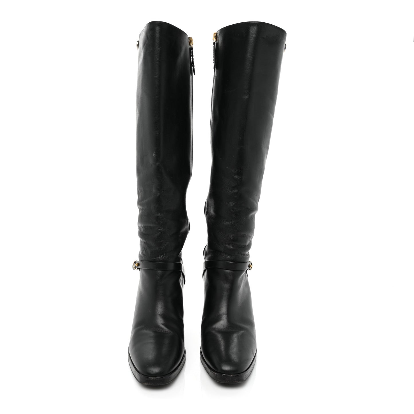 Calfskin Double G Knee High Boots 39 Black