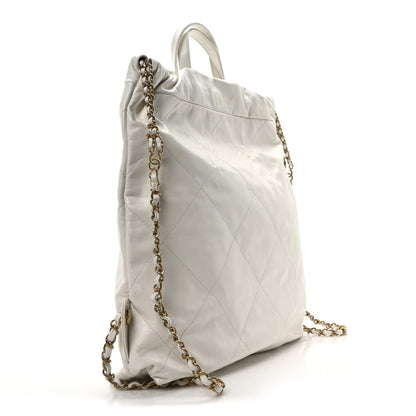Chanel Shiny Calfskin Quilted Chanel 22 Backpack White 3 of 10
