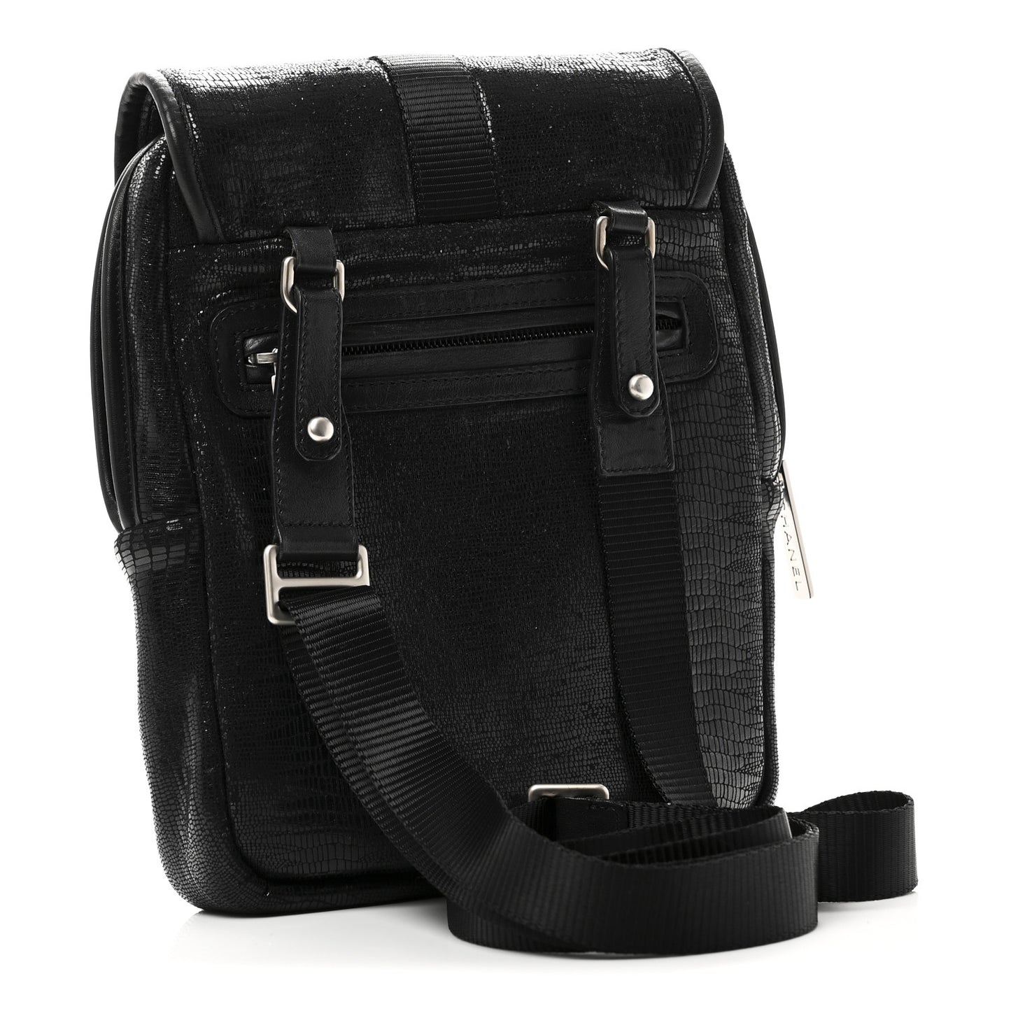 Lizard Printed Jersey CC Sport Crossbody Bag Black