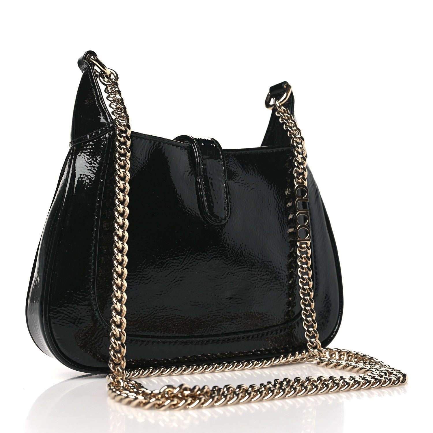 Gucci Crinkled Patent Mini Jackie Notte Bag Black 3 of 8