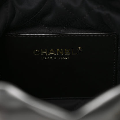 Chanel Shiny Calfskin Striped Mini Chanel 22 Black White 6 of 10