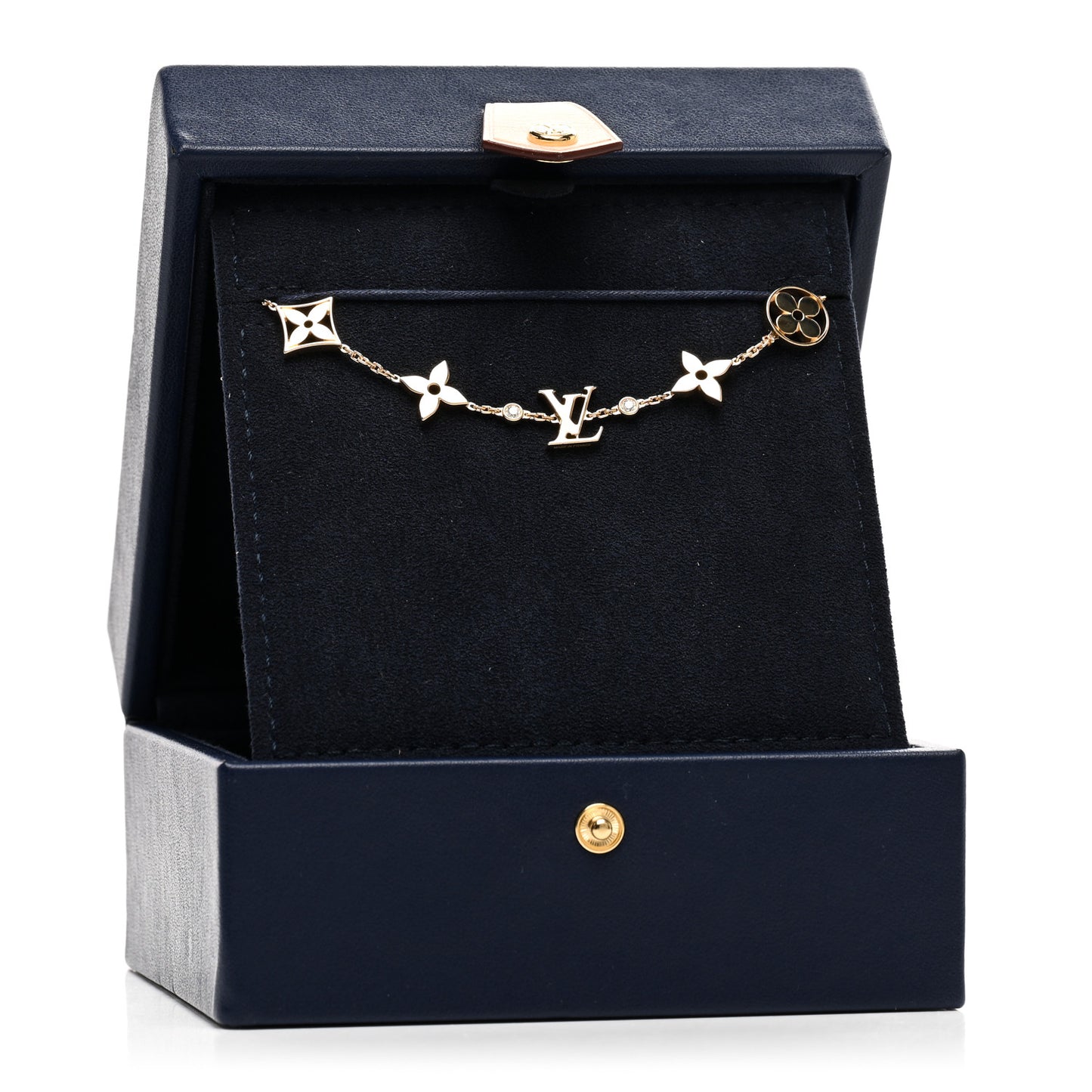 18K Yellow Gold Diamond Idylle Blossom Monogram Bracelet