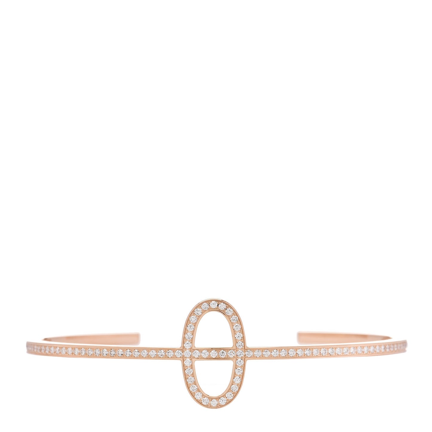 18K Rose Gold Diamond Chaine d'Ancre Contour Cuff Bracelet SH