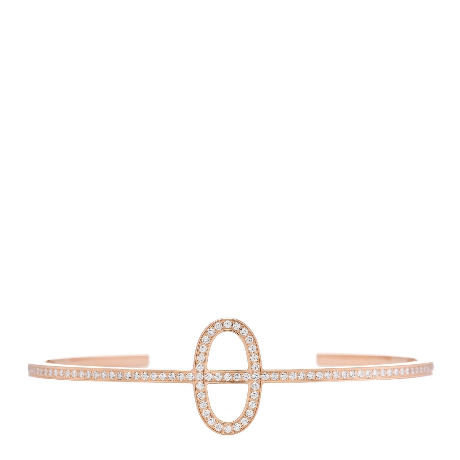 Hermes 18K Rose Gold Diamond Chaine d'Ancre Contour Cuff Bracelet SH 1 of 4