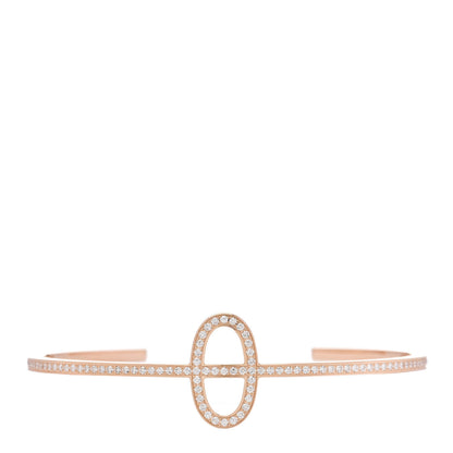 Hermes 18K Rose Gold Diamond Chaine d'Ancre Contour Cuff Bracelet SH 1 of 4
