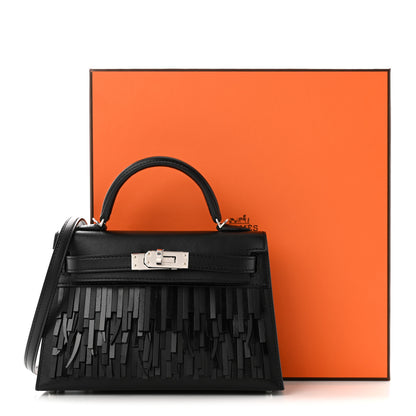 Hermes Tadelakt Sombrero Box Pampilles Mini Kelly Sellier 20 Black 19 of 19