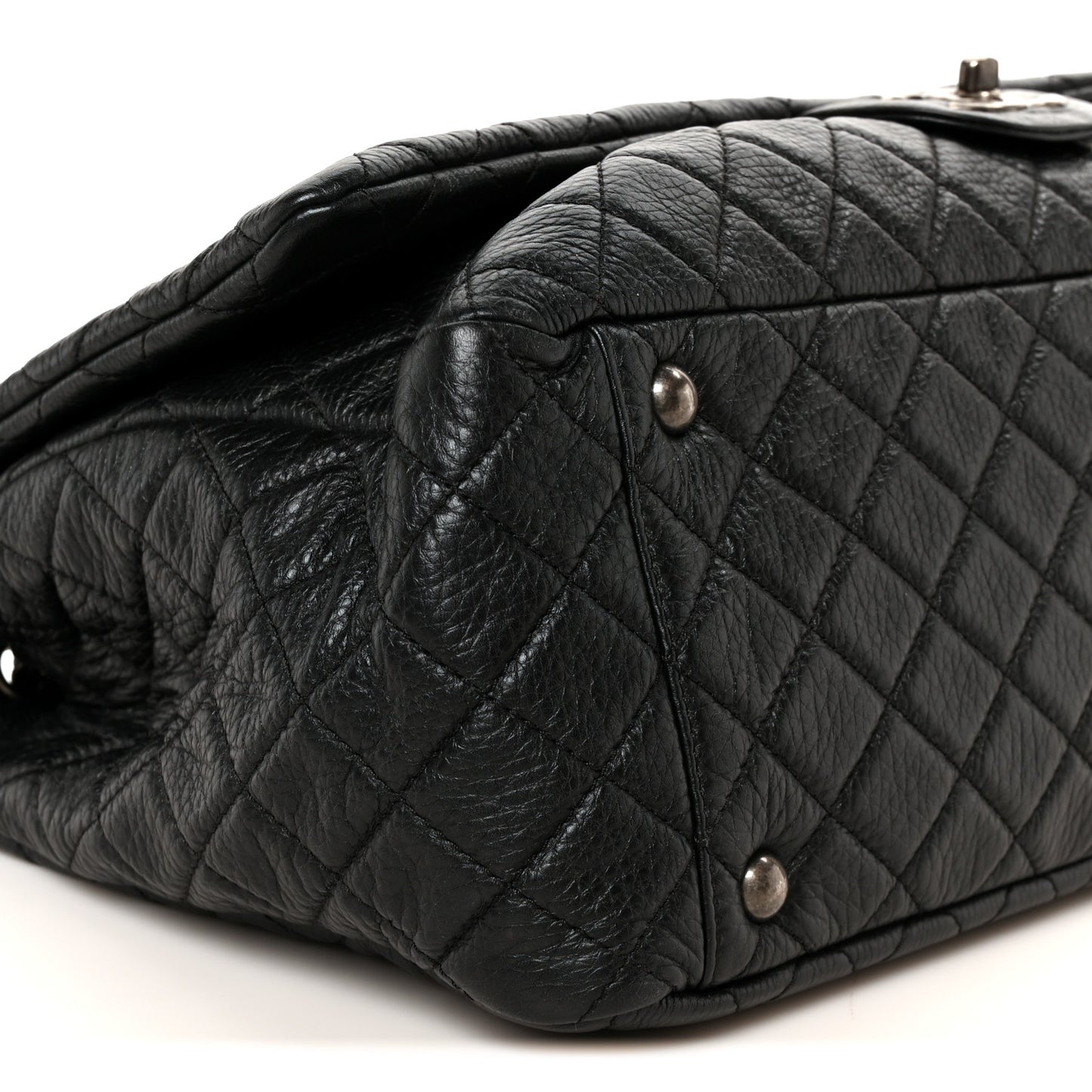 Calfskin Quilted Small XXL Travel Flap Bag Black