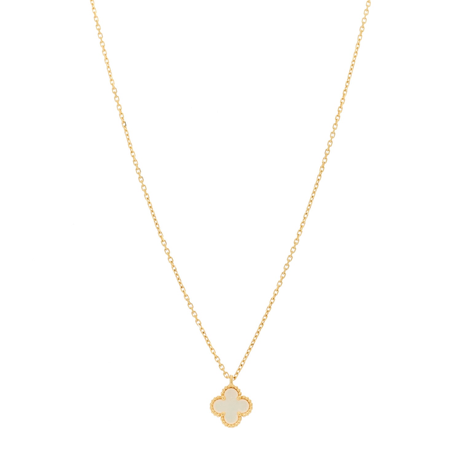 Van Cleef & Arpels 18K Yellow Gold Mother of Pearl Sweet Alhambra Pendant Necklace 1 of 5
