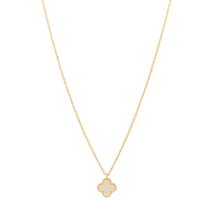 Van Cleef & Arpels 18K Yellow Gold Mother of Pearl Sweet Alhambra Pendant Necklace 1 of 5