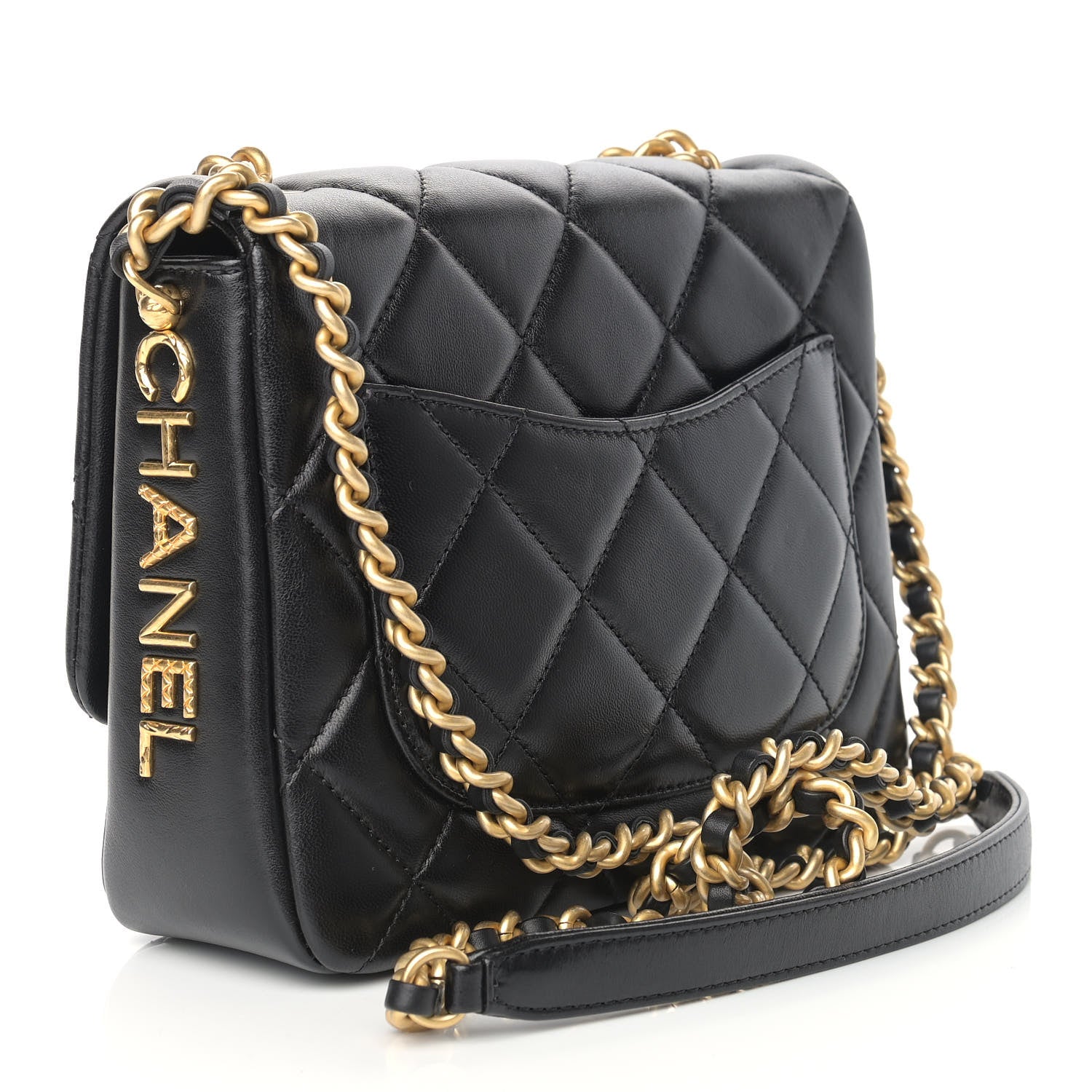 Chanel Lambskin Quilted Small Side Note Flap Black 3 of 9