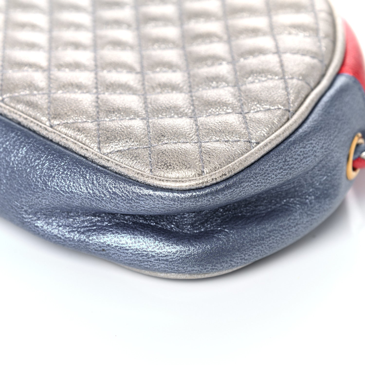 Gucci Laminated Nappa Trapuntata Mini Zumi Dome Shoulder Bag Rosso Marine Argento 11 of 13