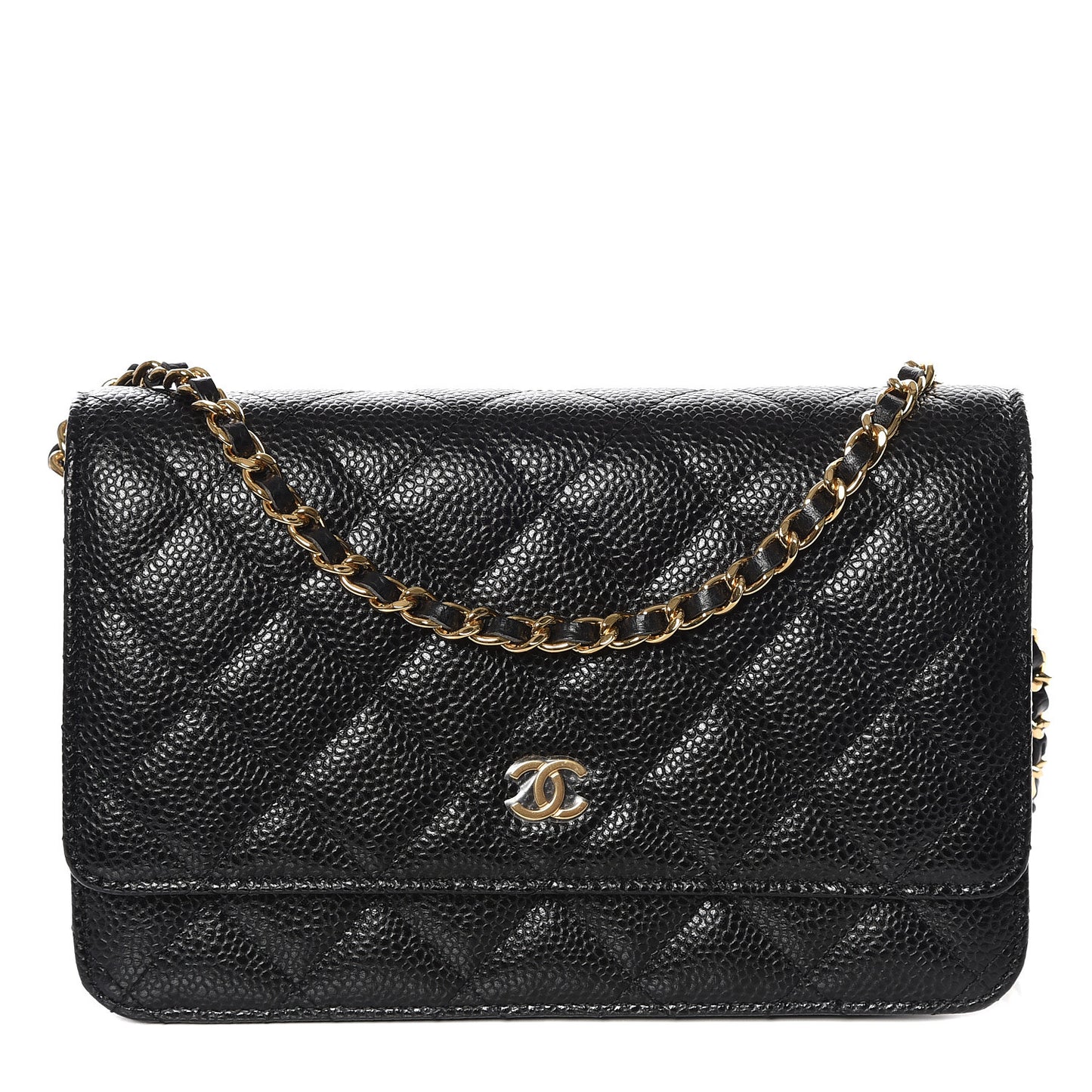 Caviar Quilted Wallet On Chain WOC Black