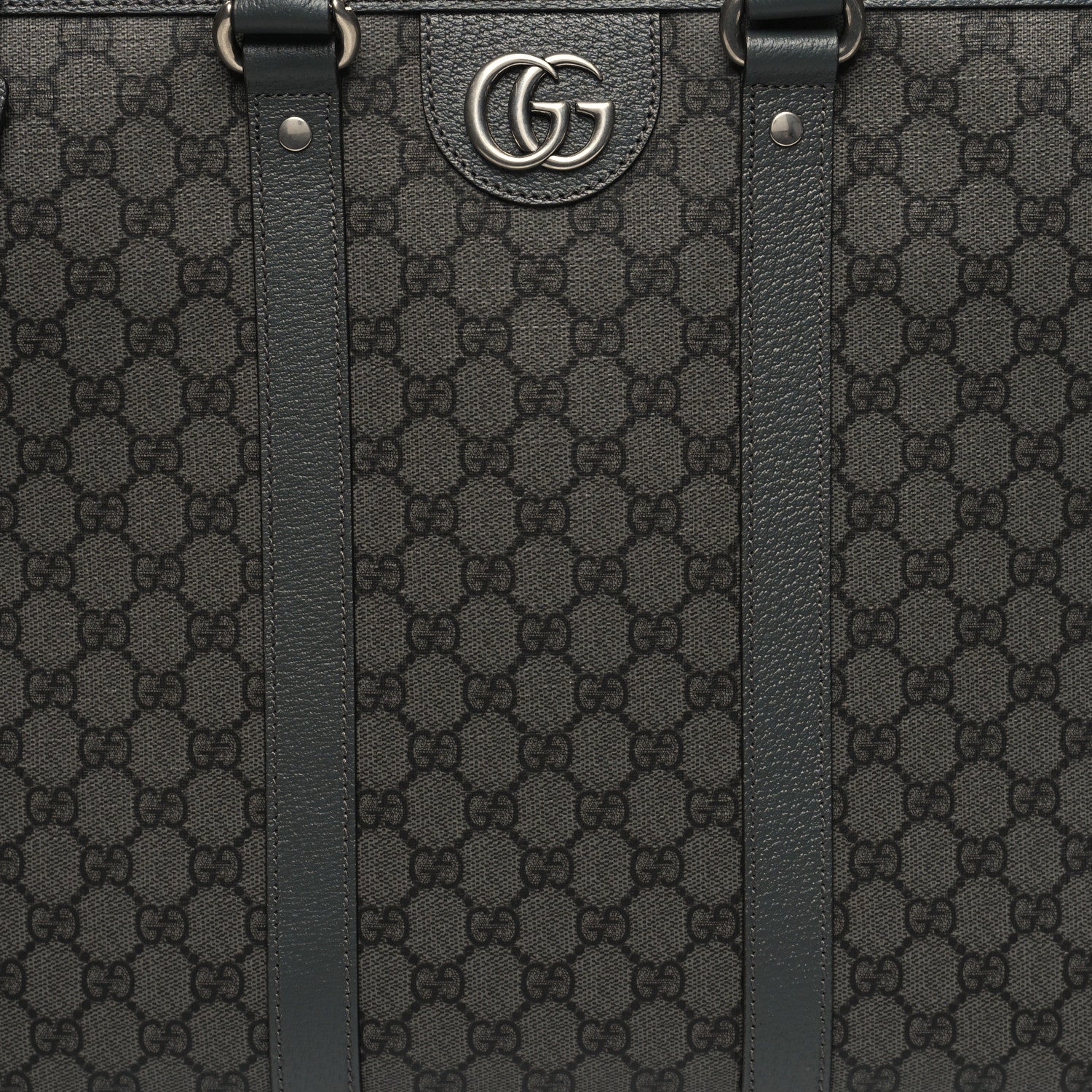 Gucci GG Supreme Monogram Textured Dollar Calfskin Large Ophidia Tote Bag Grey Black Graphite Grey 8 of 13