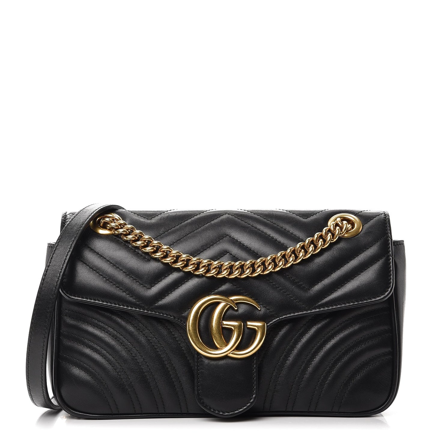 Calfskin Matelasse Small GG Marmont Shoulder Bag Black