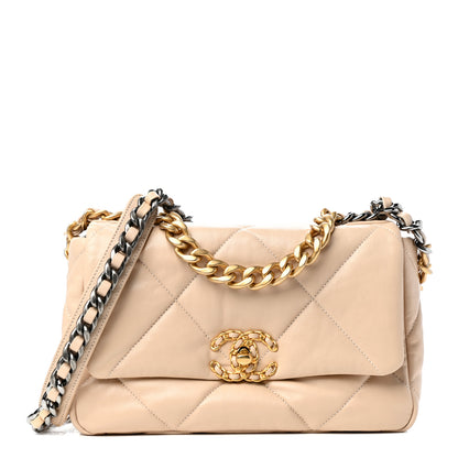 Chanel Goatskin Quilted Medium Chanel 19 Flap Beige 1 of 11