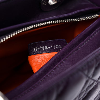Christian Dior Lambskin Crocodile Medium Lady Dior Purple Orange 6 of 12