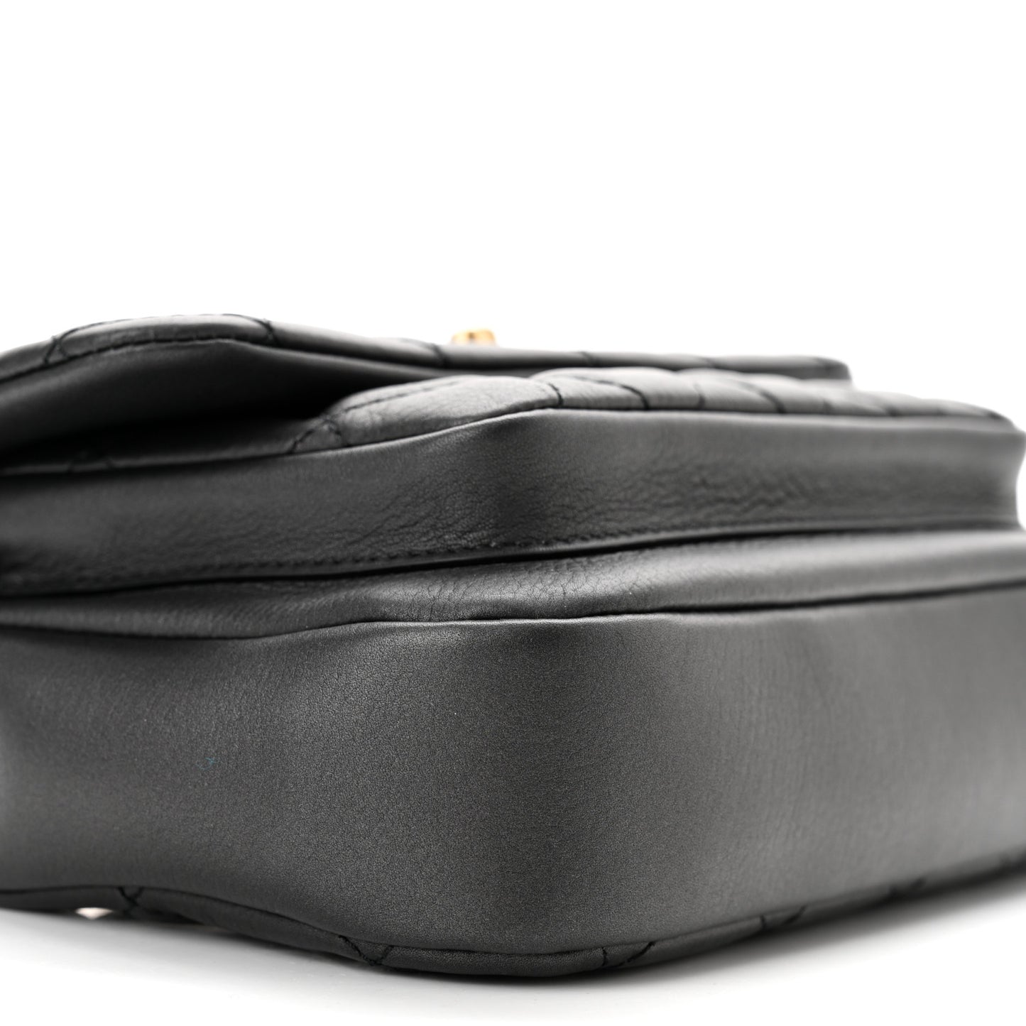 Calfskin Quilted Top Handle Flap Black