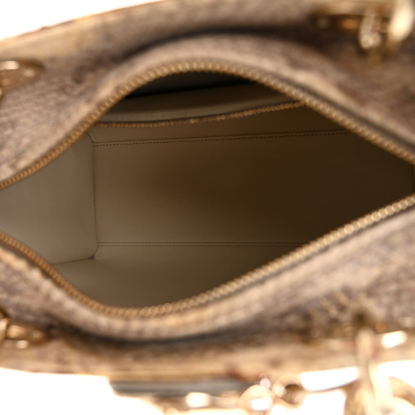 Metallic Snakeskin Medium Lady Dior Beige Gold