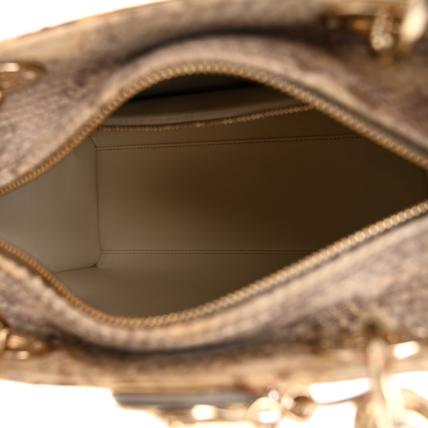 Christian Dior Metallic Snakeskin Medium Lady Dior Beige Gold 5 of 11