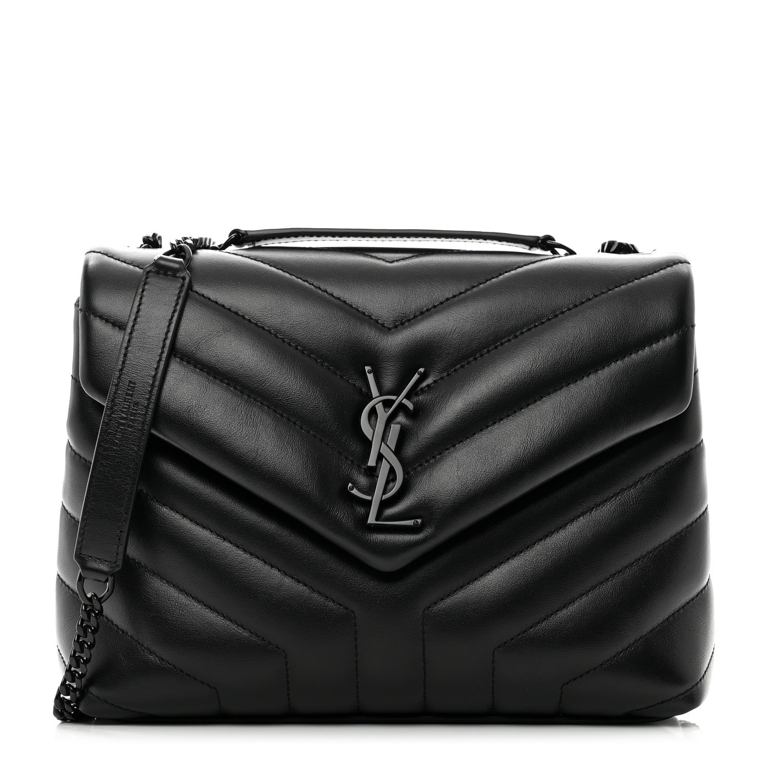 Saint Laurent Calfskin Y Quilted Monogram Monochrome Small Loulou Chain Satchel Black 1 of 10