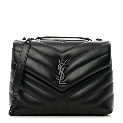 Saint Laurent Calfskin Y Quilted Monogram Monochrome Small Loulou Chain Satchel Black 1 of 10