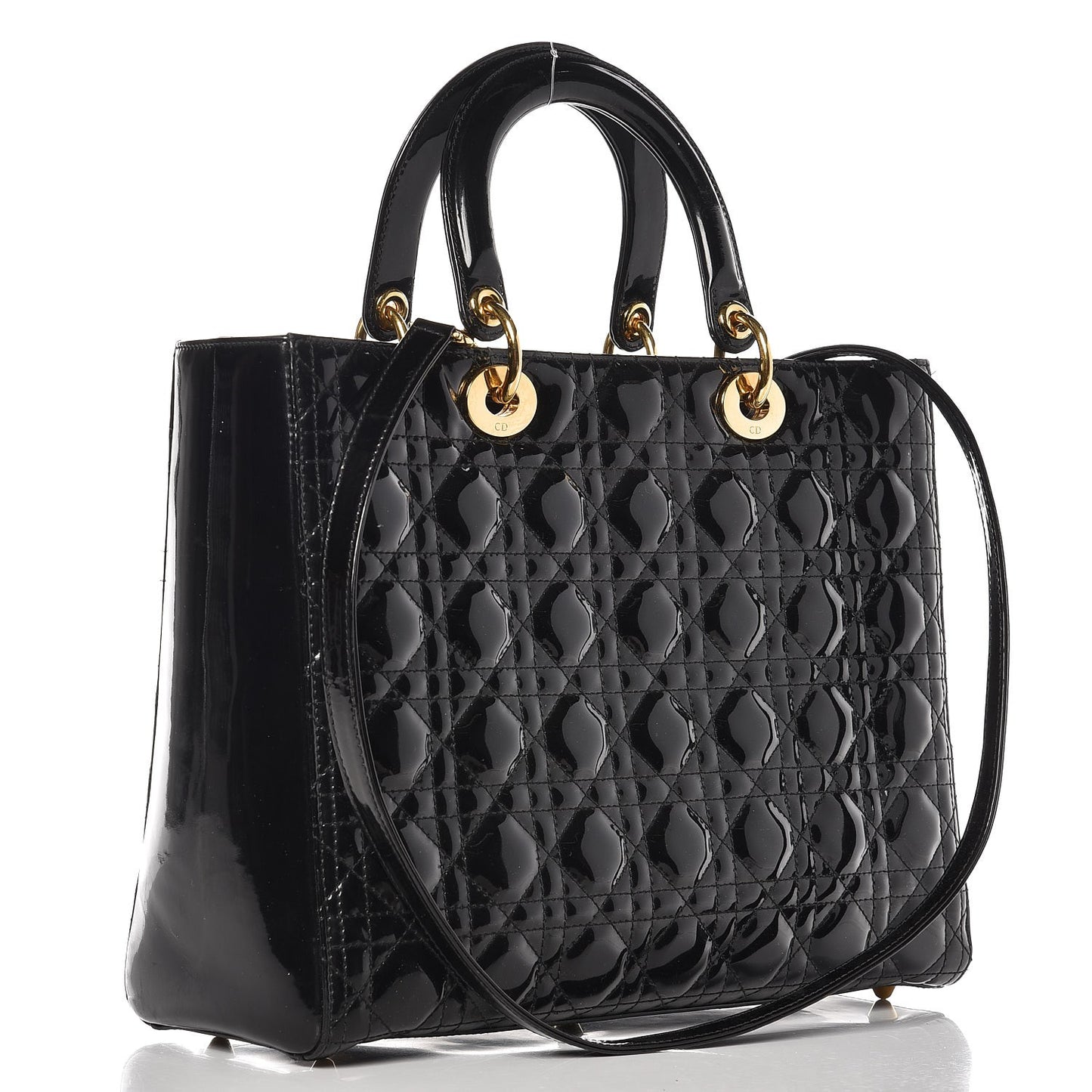 Patent Cannage Large Lady Dior Black
