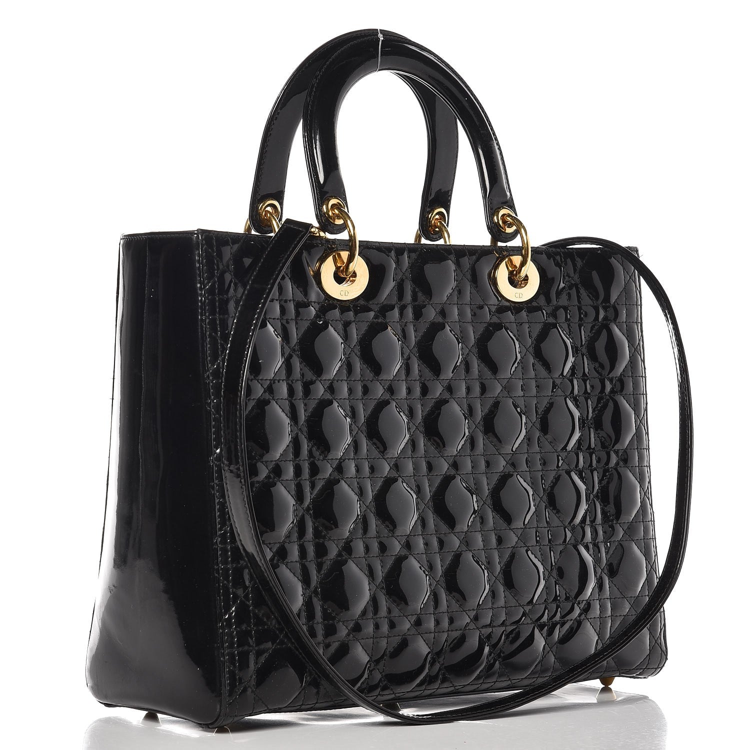Christian Dior Patent Cannage Large Lady Dior Black 4 of 10