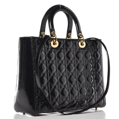 Christian Dior Patent Cannage Large Lady Dior Black 4 of 10