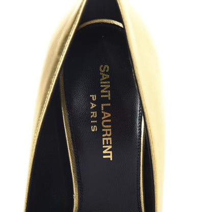 Saint Laurent Calfskin Opyum 100 Pumps 37.5 Gold 5 of 7