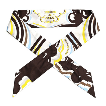 Hermes Silk Brides De Gala Shadow Twilly Marron White Jaune 2 of 5