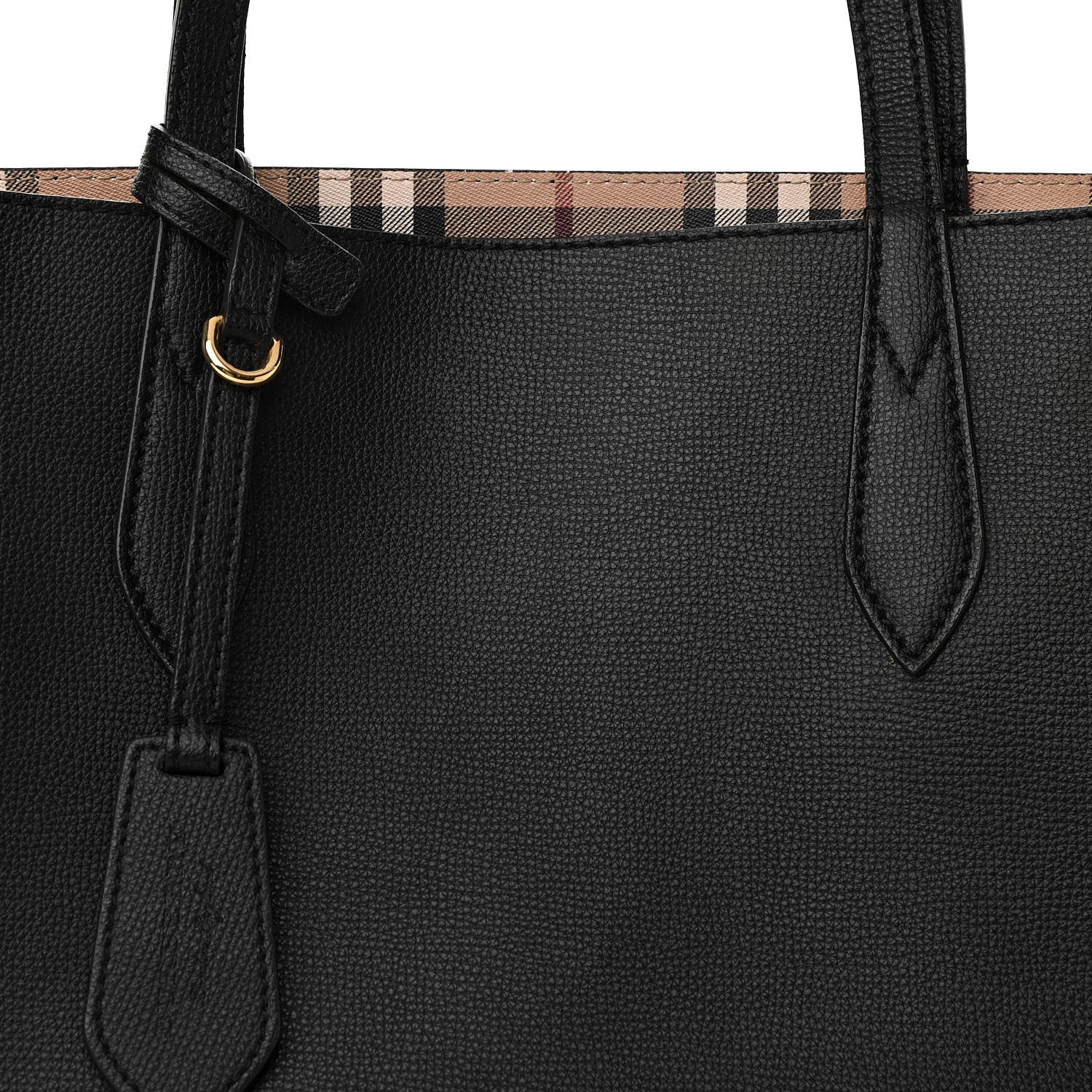 Burberry Grainy Calfskin Haymarket Check Medium Reversible Tote Black 11 of 21