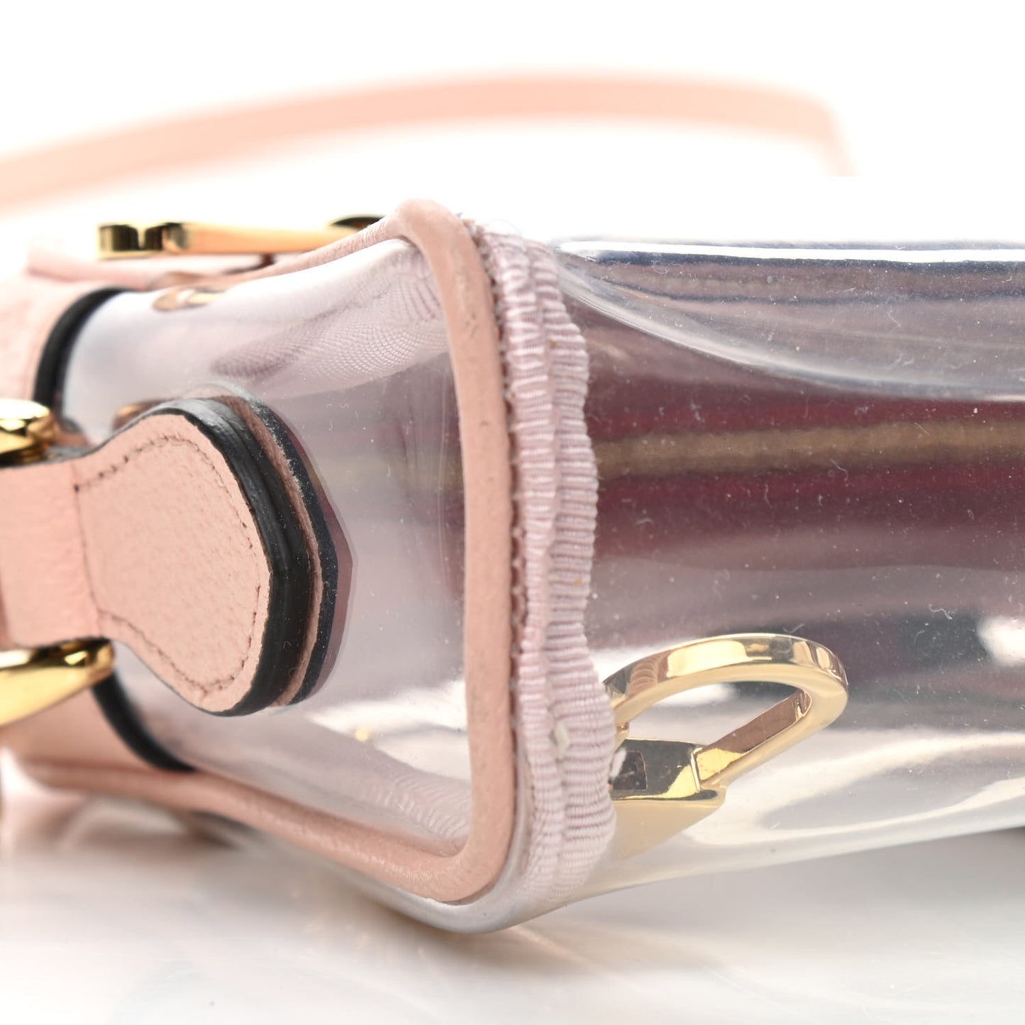 Vinyl Web Mini Ophidia Transparent Shoulder Bag Perfect Pink