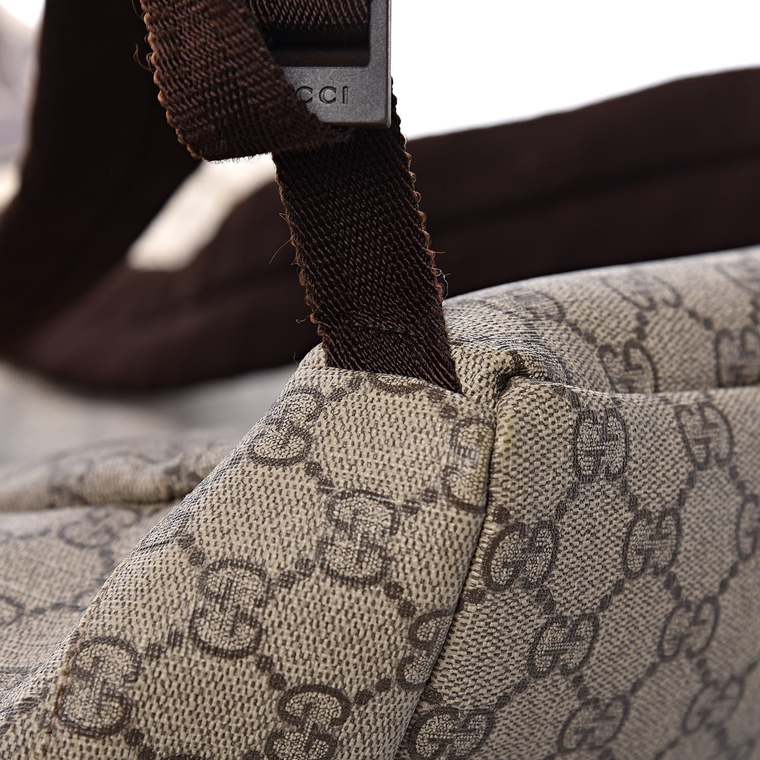 Gucci GG Supreme Monogram Large Interlocking G Double Buckle Backpack Dark Brown 9 of 11