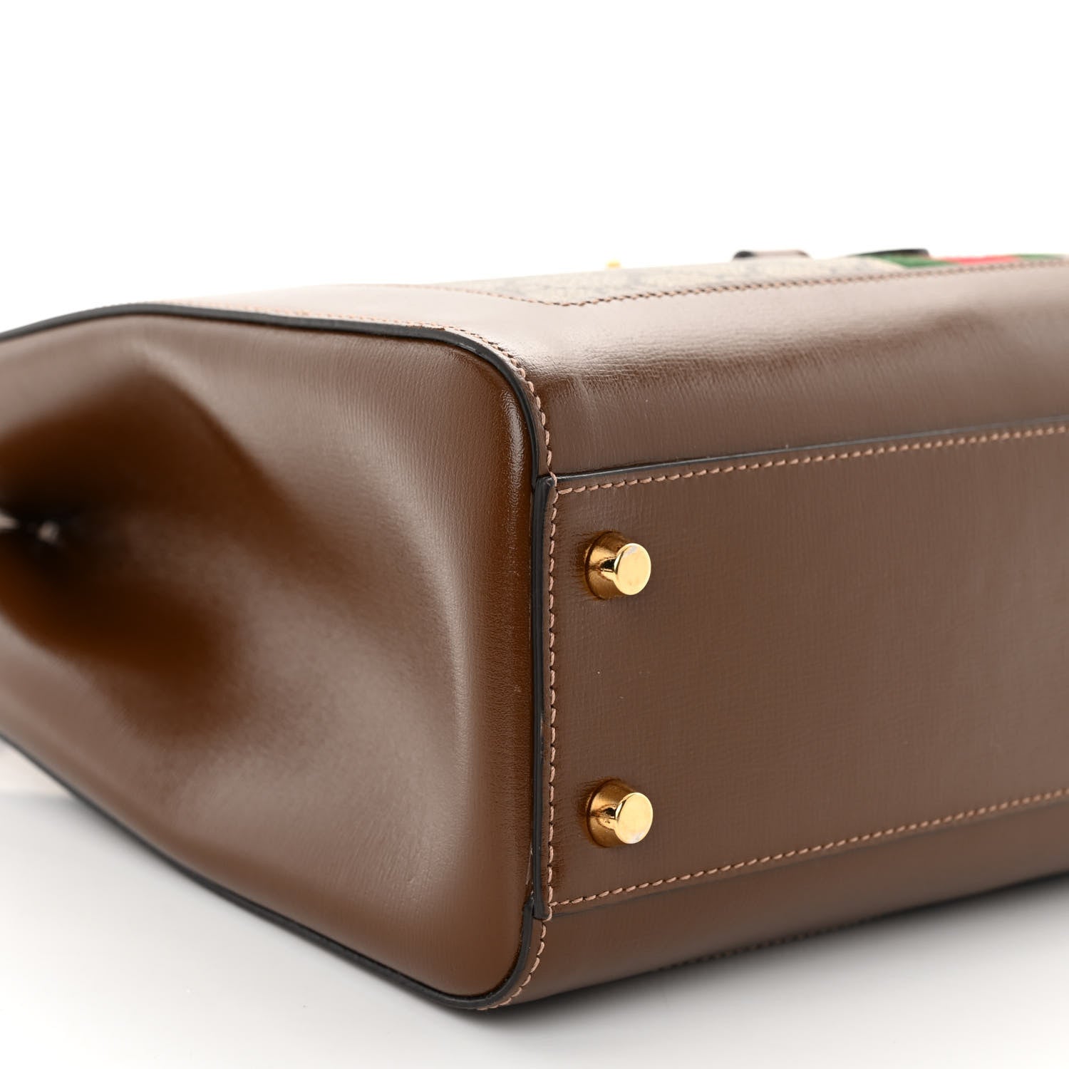 Gucci GG Supreme Monogram Azalea Calfskin Web Medium Jackie 1961 Tote Beige Ebony Brown Sugar 9 of 12