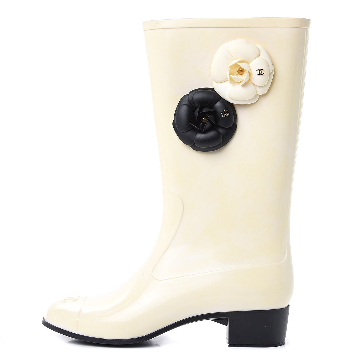 Rubber Camellia Rain Boots 40 Off White