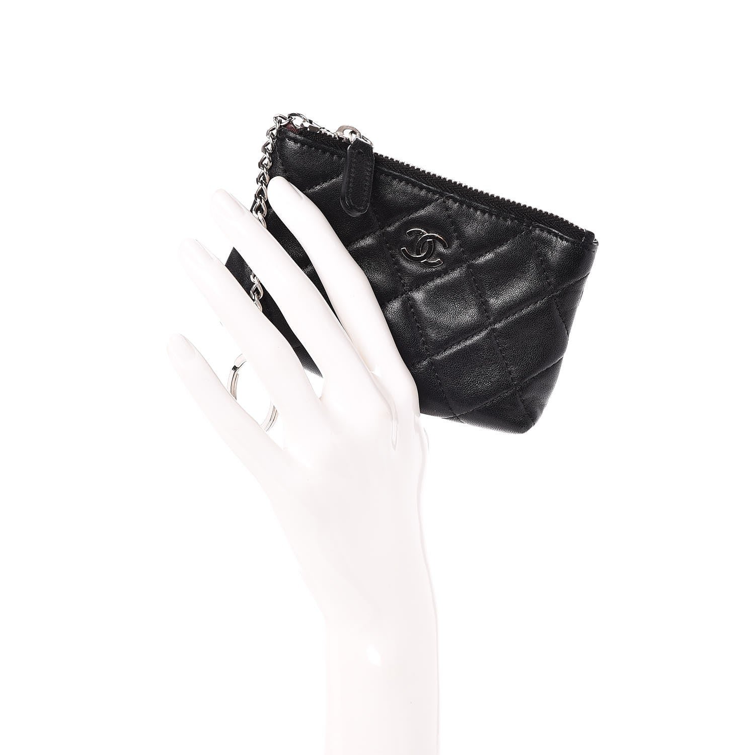 Chanel Lambskin Quilted Key Holder Case Black 2 of 7
