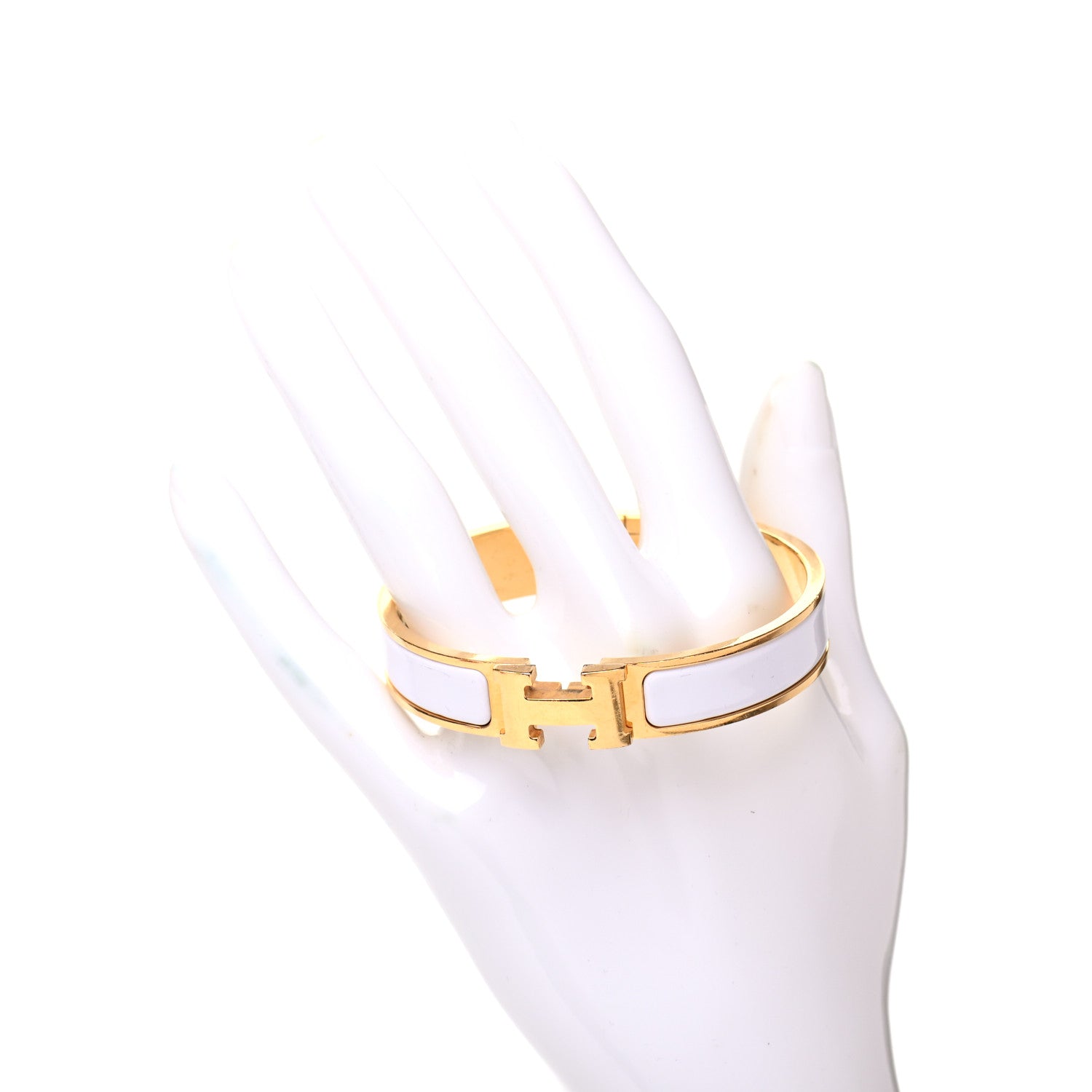 Hermes Enamel Narrow Clic Clac H Bracelet PM White 2 of 5