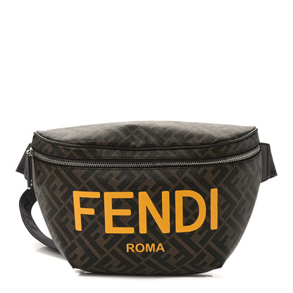Fendi Shiny Glazed Fabric Vitello Cover FF 1974 Logo Belt Bag Tobacco Moro Giallo Ebano 1 of 11